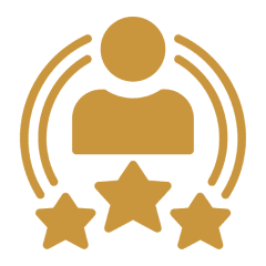 Person icon with three stars below.