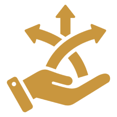 Hand icon with three upward arrows.